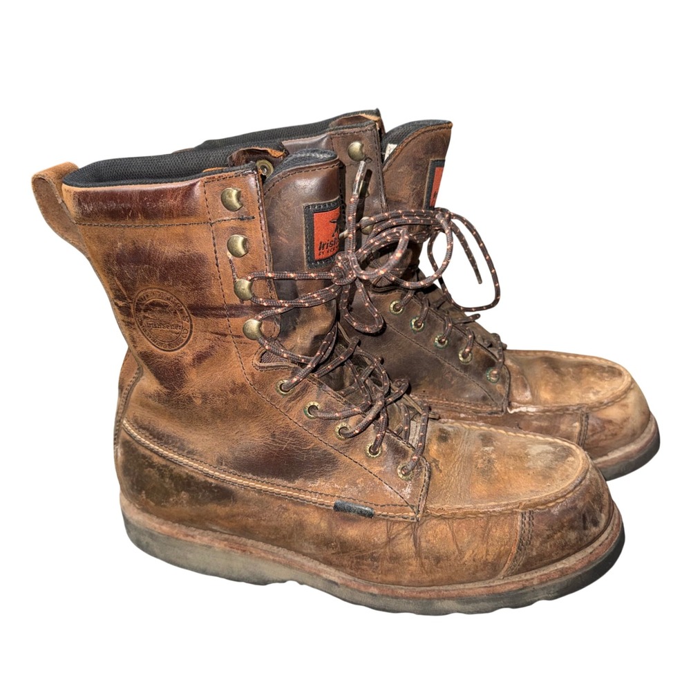 Irish Setter Work Boots Men Brown Fair Distressed Leather Moc Toe Red Wing Shoes